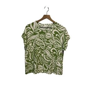 Hawaiian Crop Top Size Lage Green White